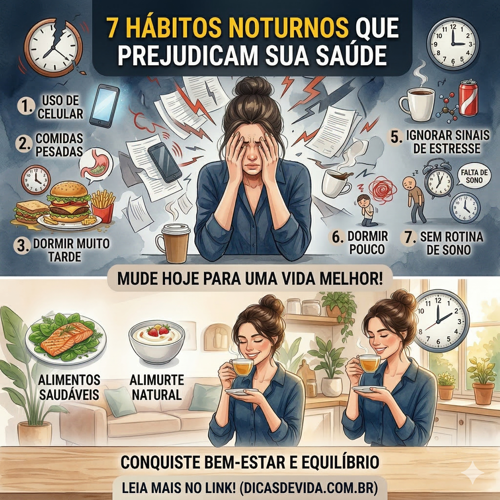 7 Hábitos Noturnos que Podem Estar Prejudicando sua Saúde habitosnoturnos