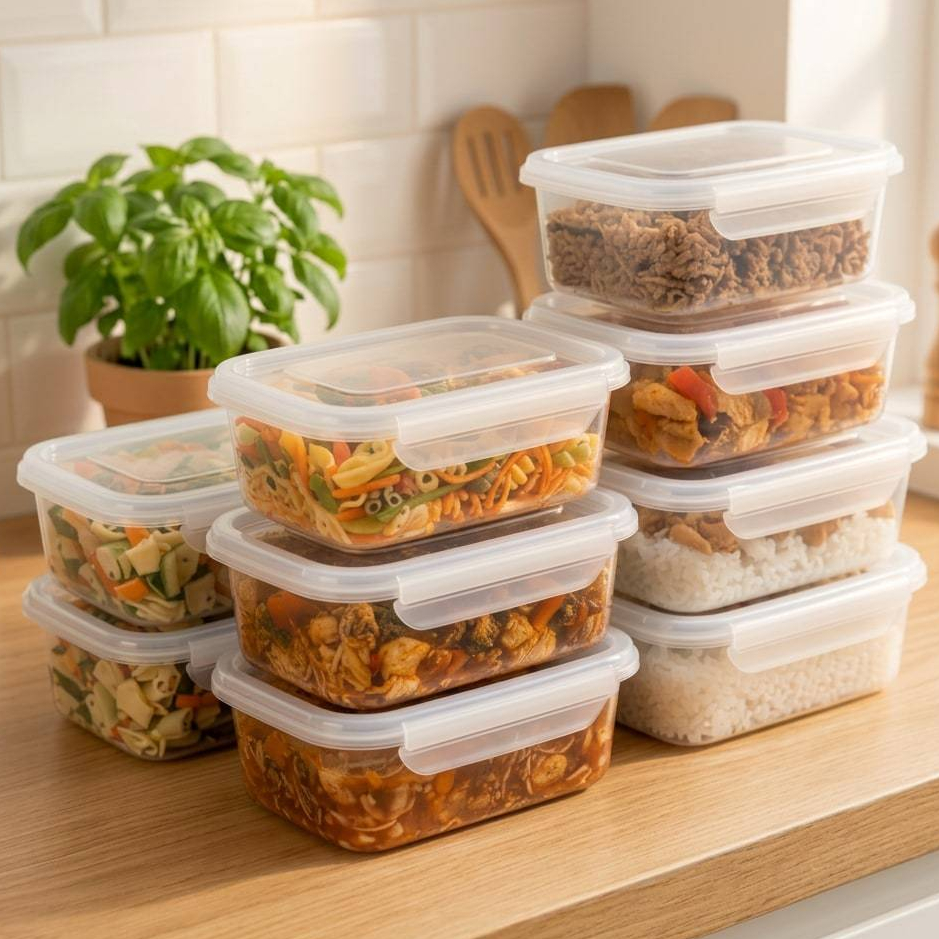 Kit 10 Marmita Potes 800ml com Travas Laterais BPA FREE Alimentos organizadores de refrigerador