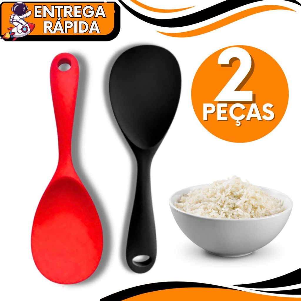 Colheres Cabo Curto Premium Silicone Para Refeições Arroz Restaurante Lanchonete Buffet Casa Utensilio Culinário