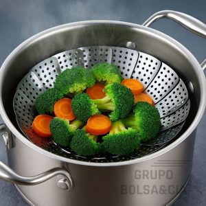 Cesto de Cozimento A Vapor Legumes Folhas Inox Premium Cozinhar Legumes no Vapor Panela
