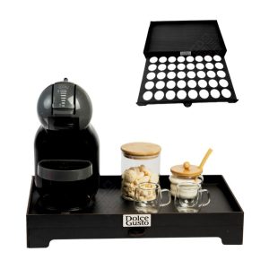 Bandeja Grande Dolce Gusto Porta 40 Capsulas Com Gaveta Organizadora Cantinho do Cafe Cha Apoio Mdf