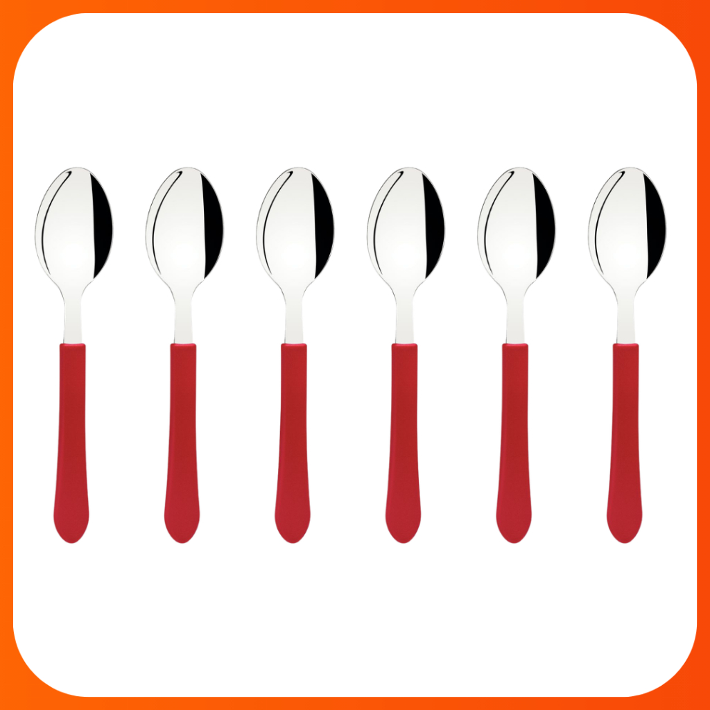 Colher de Mesa Tramontina Inox Cabo Vermelho Leme - Conjunto