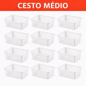 Kit 12 Cestos Organizador Multiuso Banheiro Médio 19x15x6cm