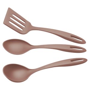 Jogo de Utensílios Tramontina Ability Mocaccino 03 Peças Colher Concha Espátula