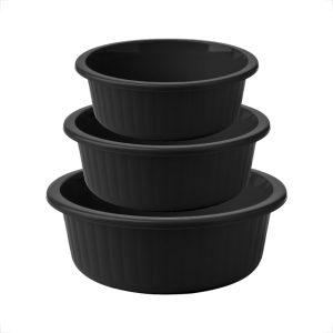 Kit 3 Bacias Caneladas Plásticas P M G Multiuso Para Casa