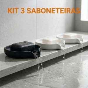 Kit 3 Saboneteiras Premium Drenagem Rápida Mantém Sabonete Seco Não Derrete Fácil Limpeza