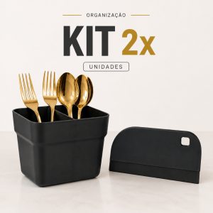 Kit Porta Talheres Escorredor De Pia 2 Compartimentos Com Rodo De Pia Compacto Organizador Cozinha