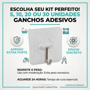 Kit Ganchos Adesivo Autocolante Multiuso Doméstico Cozinha Banheiro Organização Casa Quarto Suporte Forte Parede 10 2030
