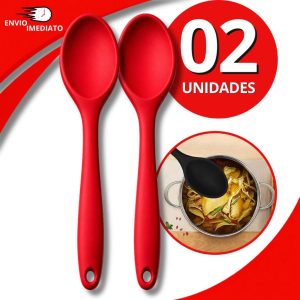 Jogo 2 Colher de Arroz Silicone 27cm Premium Super Resistente p Casa Cozinha Restaurante Doces Buffet Padaria Culinária