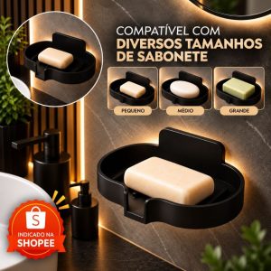 Saboneteira Acrílico Premium Parede Fita 3M Drenagem Organizador Banheiro