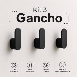 Kit com 3 GanchoS Resistente Multiuso Toalhas Banheiro Cozinha Quarto Organiza Minimalista bonito funcional decorativo