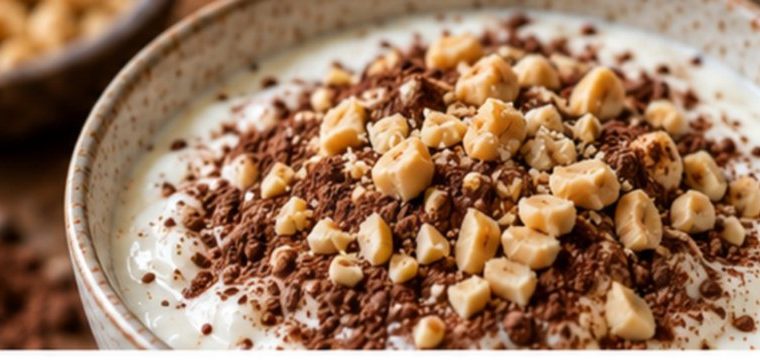 Bowl de iogurte com cacau e amendoim - receita low carb