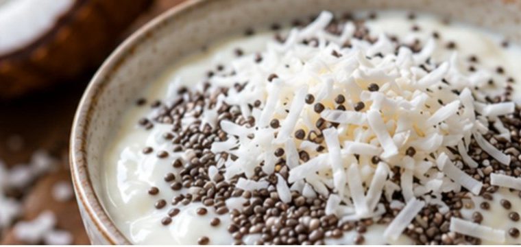 Bowl de iogurte com chia e coco - receita low carb