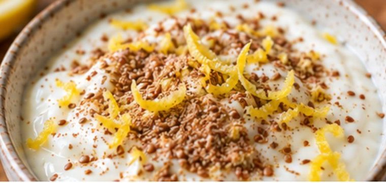 Bowl de iogurte com limão e linhaça - receita low carb