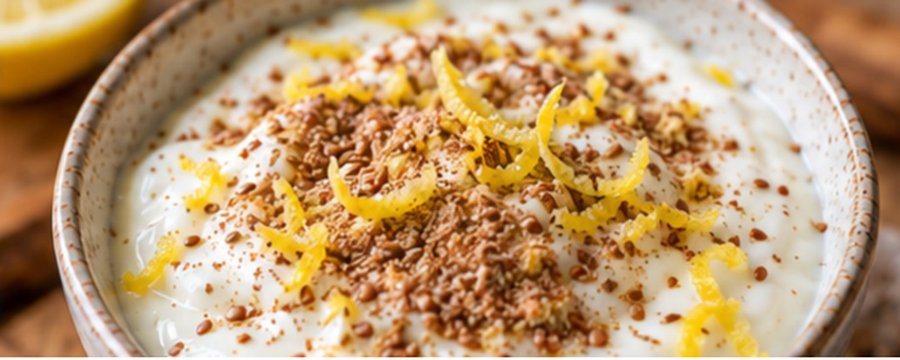 Bowl de iogurte com limão e linhaça - receita low carb