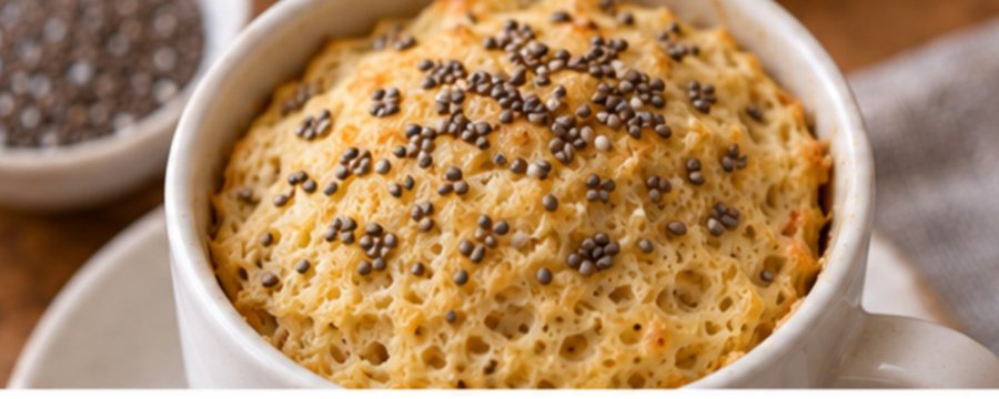 Pão de caneca com chia - receita low carb