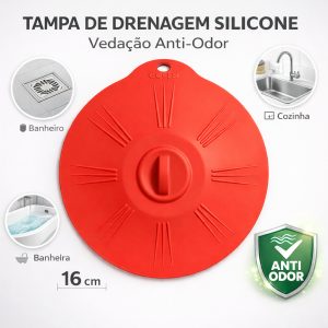 Tampa De Drenagem De Piso Silicone 16cm Plugue Vedação Antiodor Para Pia Banheiro Cozinha E Banheira