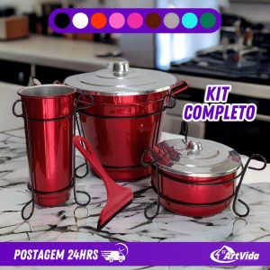Kit de Pia Aluminio Completo Suporte  Vermelho Rosa Preto Branco Verde Lixado Cinza Marrom - ArtVida