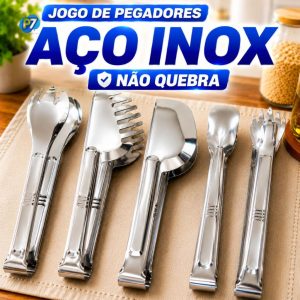 Utensílios para Cozinha em Geral Pegador de Macarrão Alimentos Churrasco Salada Inox Pinça Culinária