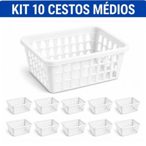 Kit 12 Cesto Plástico Organizador Multiuso Banheiro Médio 19x15x6cm
