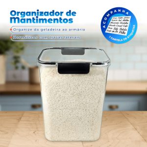 1 Pote Grande com Trava Hermético 4200ml Organizador Cozinha Dispensa Armário