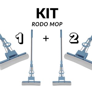 Kit Dois Rodo MOP Limpeza Casa Cozinha Seca Esfregão Resistente Prático Vassoura Escritório