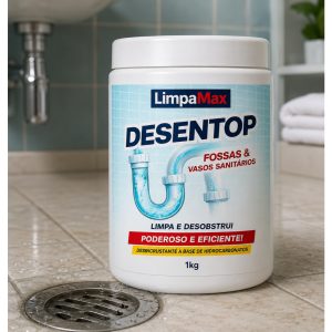 Desentupidor em Pó DesentopMax para Pia, Ralo e Cano | Ação Rápida | Remove Gordura e Resíduos