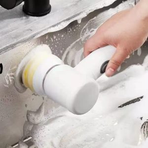 Escova Elétrica de Limpeza Giratória 5 em 1 USB Multiuso para Cozinha Banheiro Pia e Azulejos