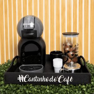 Bandeja Cantinho Do Café Mdf Preto Ou Camarelo Para Mesas Cozinhas Escritórios