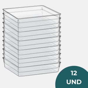 Kit 12 Organizadores Acrílico Multiuso Transparente Extra Grande – Organização Total - Vidro&Decor