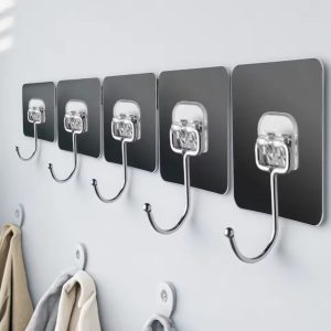 Kit 10/20 Gancho Adesivo De Parede Autocolantes Transparente Multifuncionais
