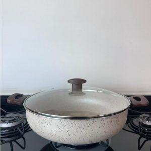 FRIGIDEIRA PANELA WOK GRANDE CAÇAROLA ANTIADERENTE COM ALÇAS + TAMPA.