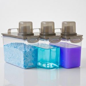 Kit 3 Potes Dispenser Multiuso 1,9L Lavanderia Porta Sabão Amaciante  Armário Alimentos Bico Dosador
