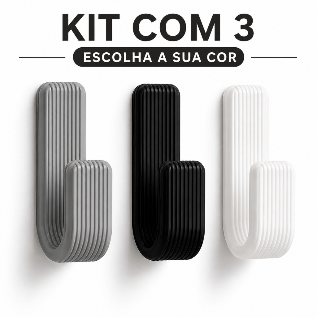 Kit de 3 Ganchos Suporte Resistente Com Fita Dupla Face 3M Para Toalhas Roupas Acessórios