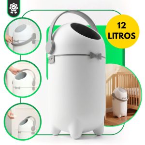 Lixeira Antiodor 12 Litros com Tampa Basculante 50cm Compacta para Banheiro Cozinha Quarto Escritório Fraldas Anti odor
