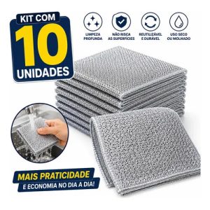 Kit 10 Panos Reutilizáveis Multiuso Para Limpeza Pesadas