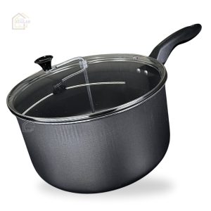 Panela Pipoqueira 22 cm Antiaderente Teflon 5 Litros com Tampa de Vidro Cor Grafite
