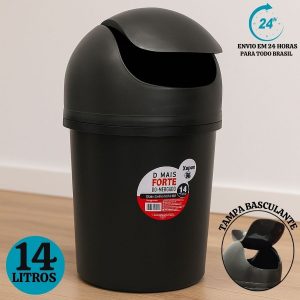 Lixeira Preta Basculhante 14 Litros Xplast O Mais Forte Do Mercado Resistente Design Moderno