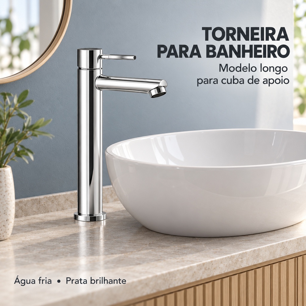 Torneira de Luxo Linha Premium para Banheiro e Lavabo Aço Inox Design Alto Padrão, 1/4 de Volta Durável e Sofisticada