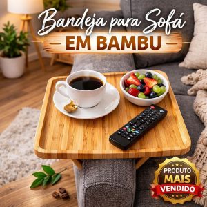 Bandeja dobrável de bambu para braço do sofá Porta copo celular controle Multifuncional para sala quarto e mesa de apoio