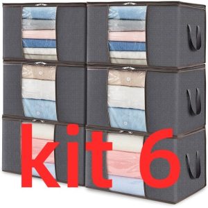 KIT  caixa Saco Organizador para Edredom e Cobertor Grande com Visor e Zíper Proteção contra Poeira Umidade e Insetos