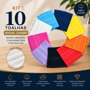 Kit 10 Toalhinhas De Mão Lavabo Para Bordar Escolar Manicure Bebê Academia Brinde ENVIO IMEDIATO
