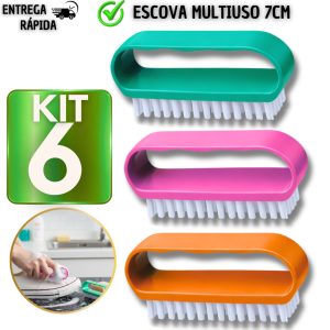 Combo de Escova Multiuso Lavar Tênis Roupa e Unha Cerdas Resistentes