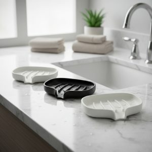 Kit 3 Saboneteiras Modernas Anti Umidade Secagem Rápida Dreno Inteligente Banheiro Cozinha
