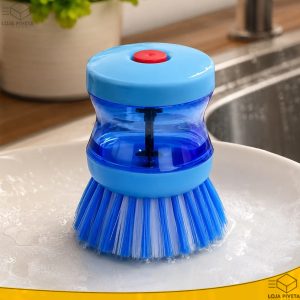 Escova de Mão Compacta Com Porta Detergente Reservatório 75ml Lavar Louça Limpeza de Pratos