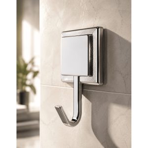 Gancho De Parede Cromado Luxo Porta-toalhas Roupão Banheiro Quadrado Cabide Inox Fixação Invisível