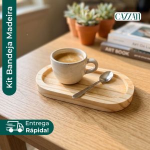 Kit Mini Bandejas Organizadoras Madeira Pinus Multiuso Café Chá Petiscos Decoração