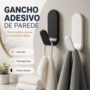 Gancho Adesivo de Parede Sem Furo para Toalhas e Roupas