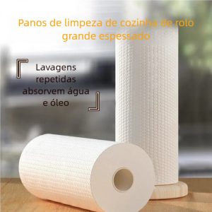 Pano de Limpeza Absorvente Reutilizável - 100 Peças/Rolo, Lavável, Toalha de Papel Substituta