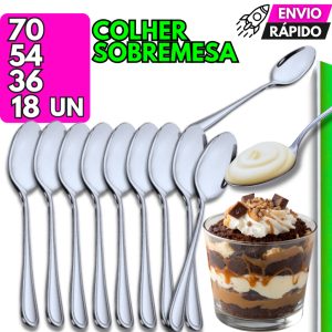 Colher de Sobremesa Talheres de Inox Utensílios para Cozinha Restaurante Buffet Confeitaria